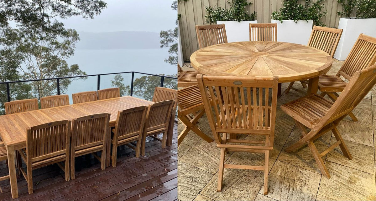 Narrow rectangular top outdoor dining table