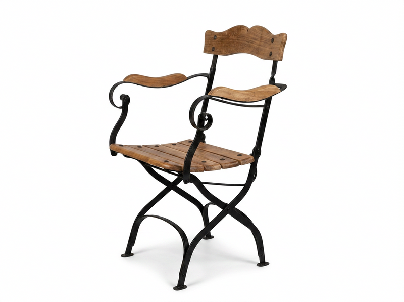 teak and iron outdoor chair product view