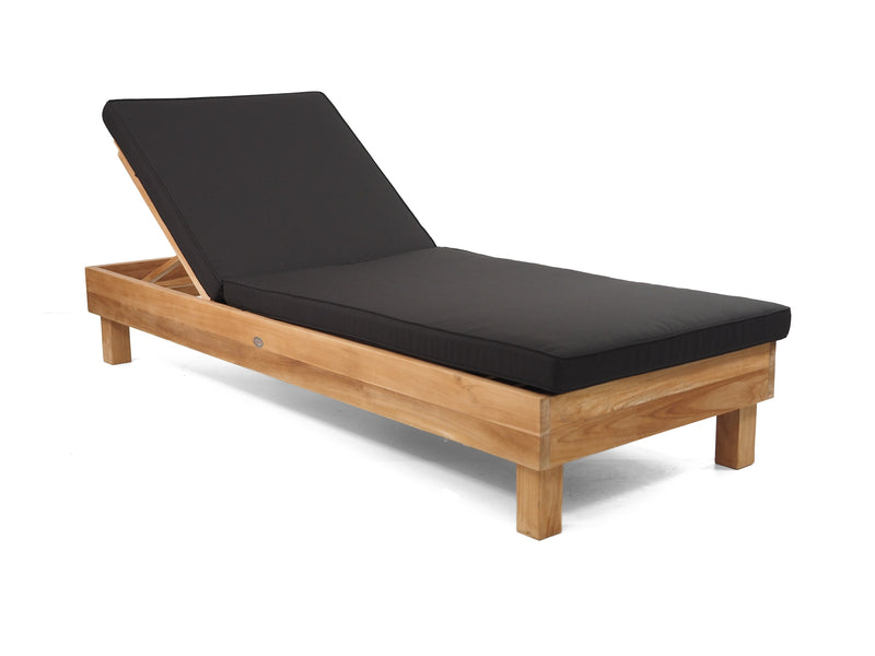 Portsea Wide teak pool lounge with Black Sunproof cushion