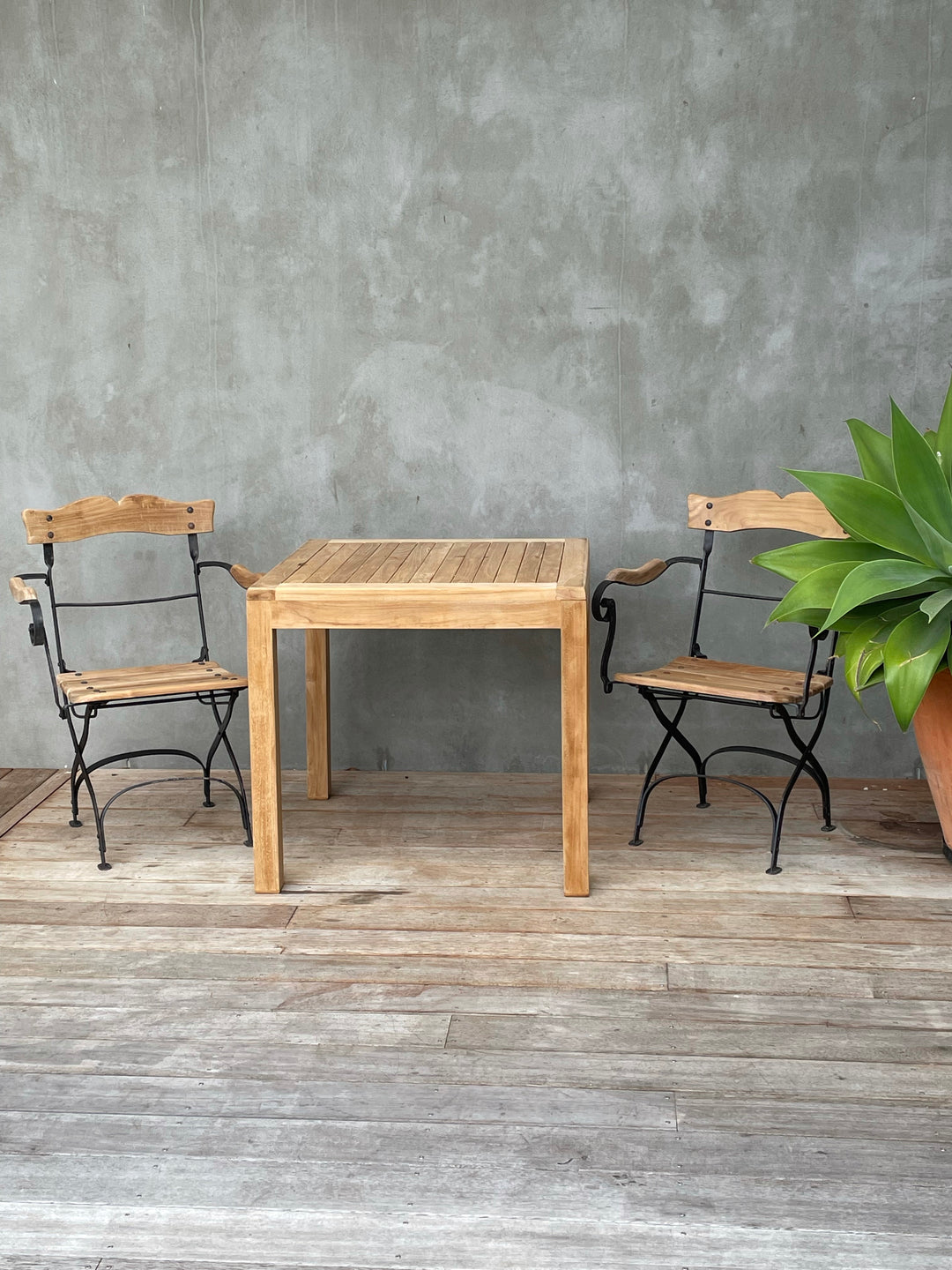 Teak and Iron Chair