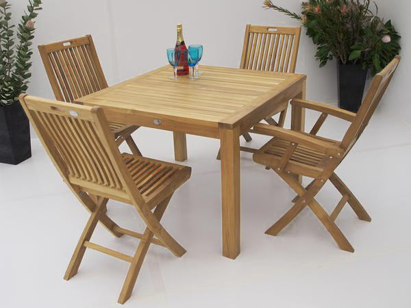 4 Seater Teak Outdoor Dining Set - The Teak Place