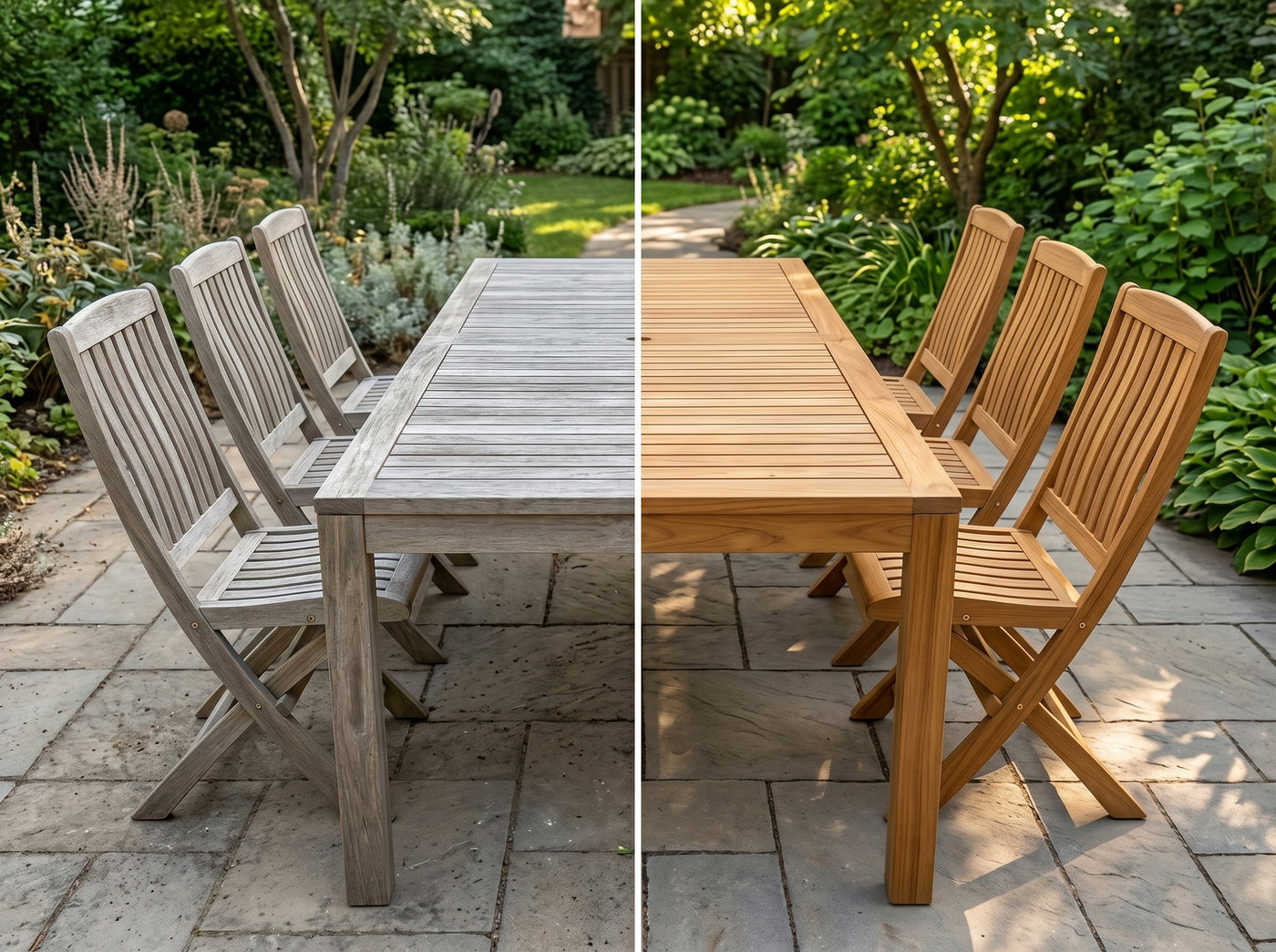 Teak care before and after comparison