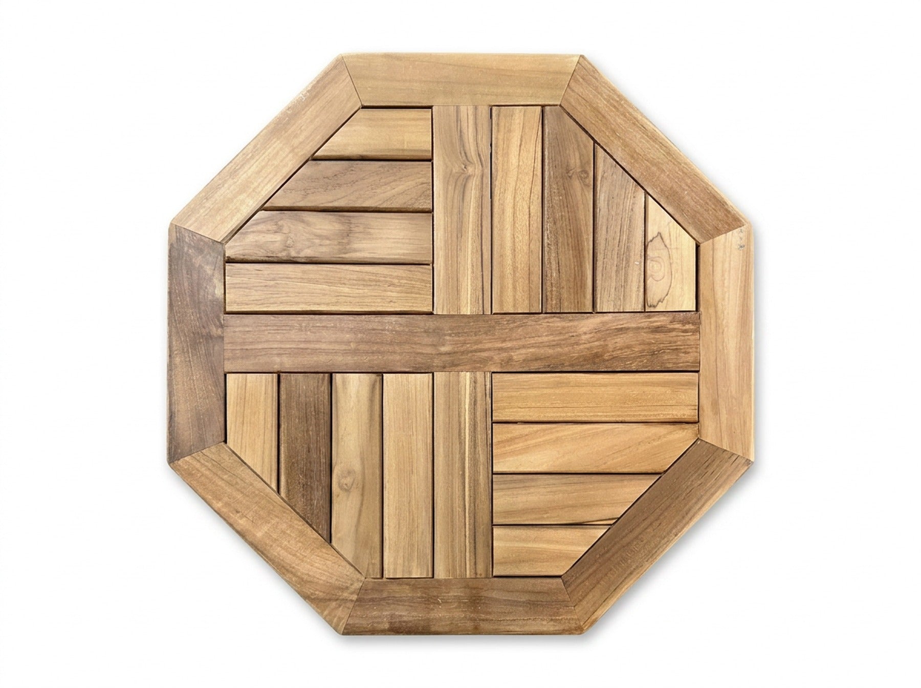 teak octagonal folding coffee table top view