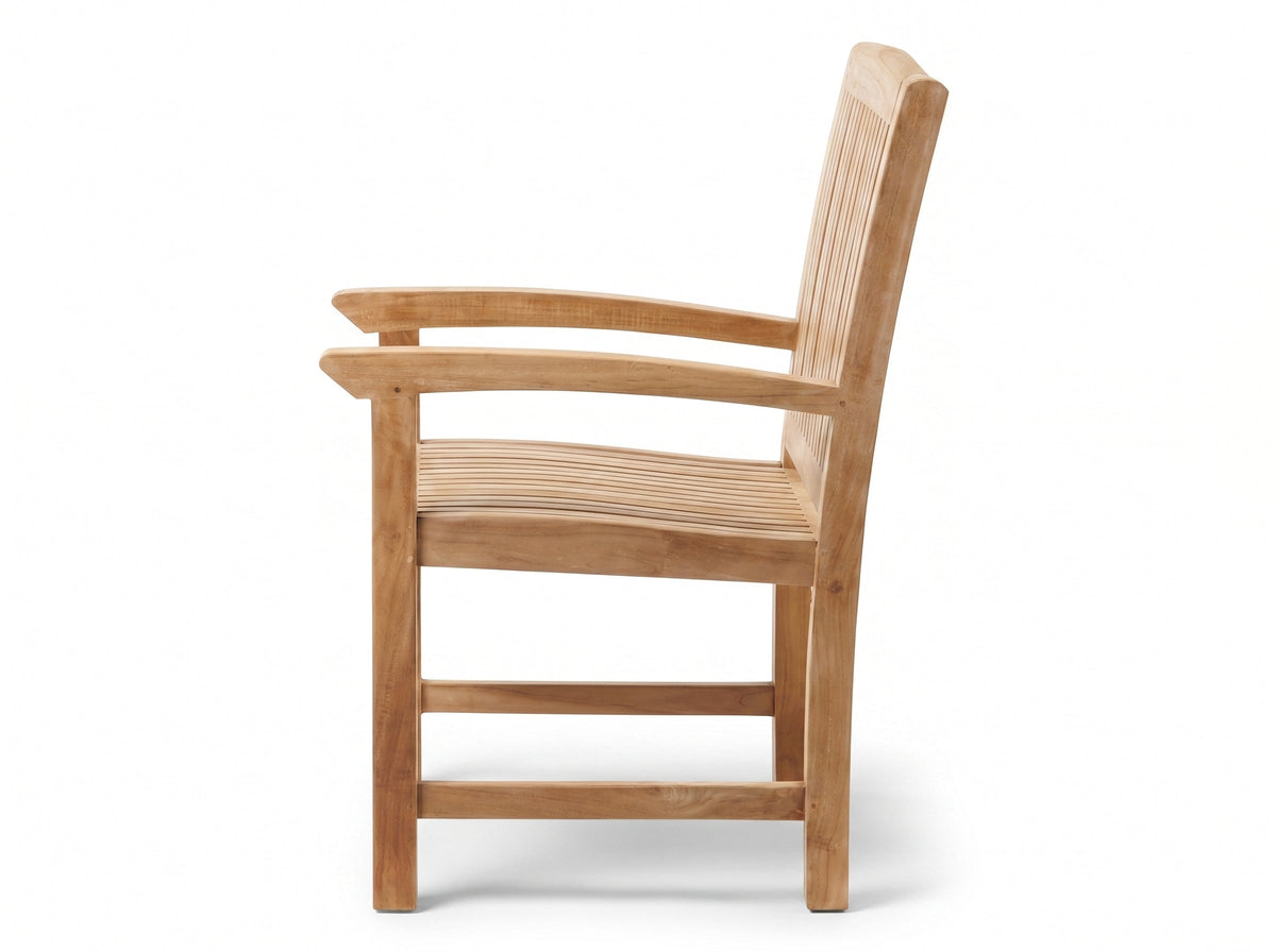 Japan teak dining armchair side view