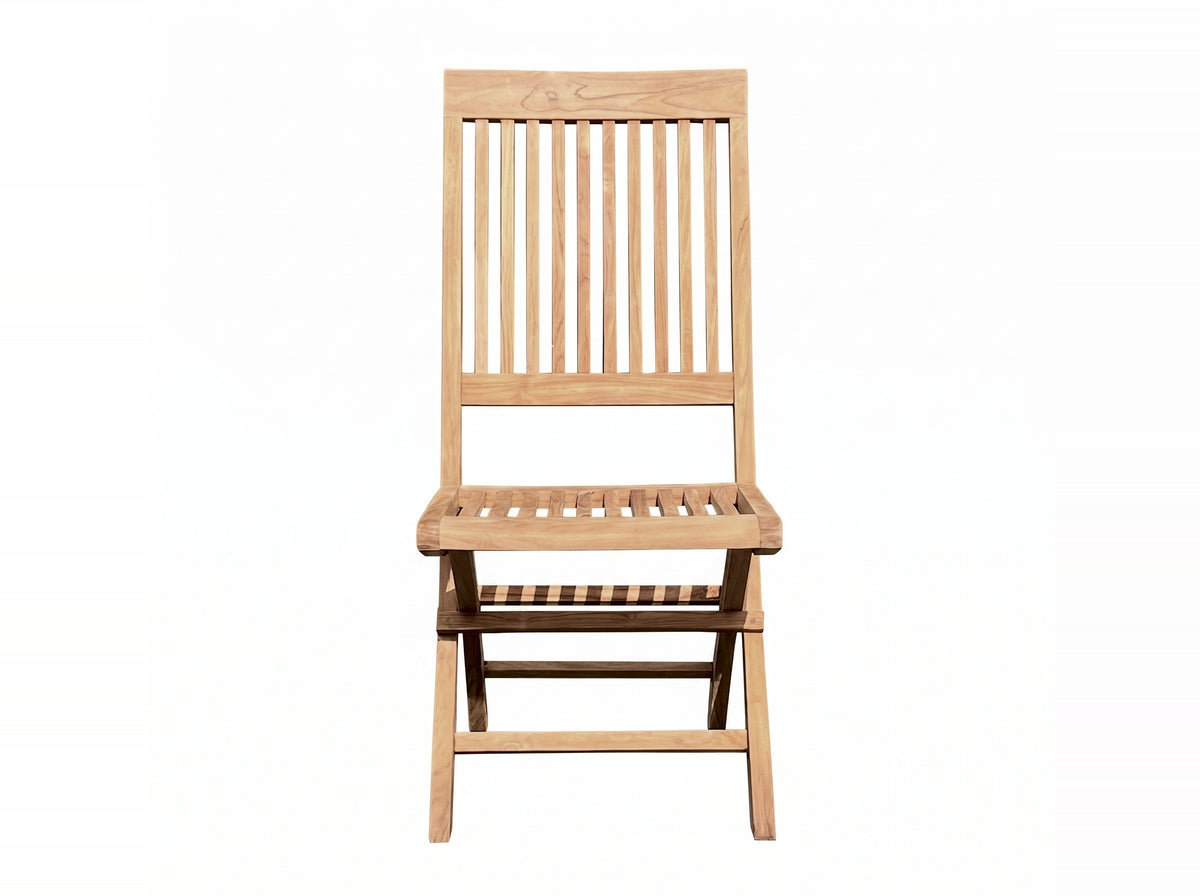 teak Capri folding outdoor chair side view