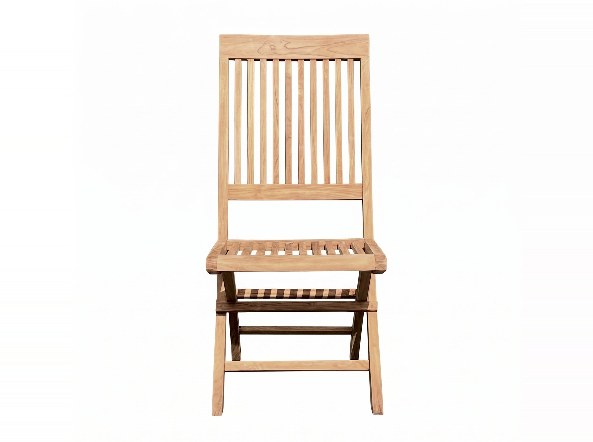 teak Capri folding outdoor chair side view