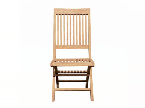 teak Capri folding outdoor chair side view