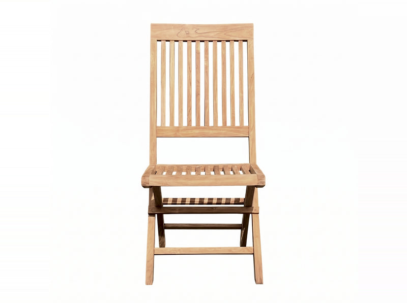 teak Capri folding outdoor chair side view