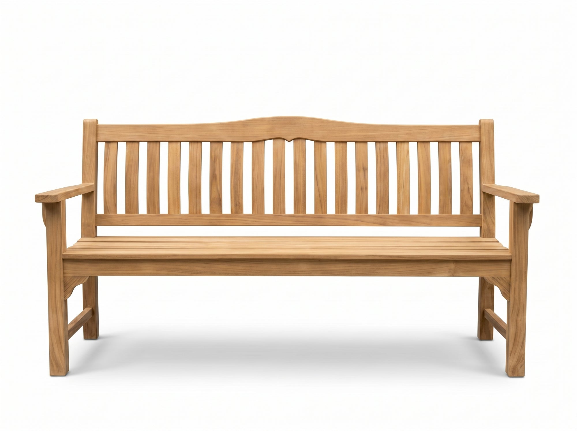 clearance teak Glasgow garden bench front view