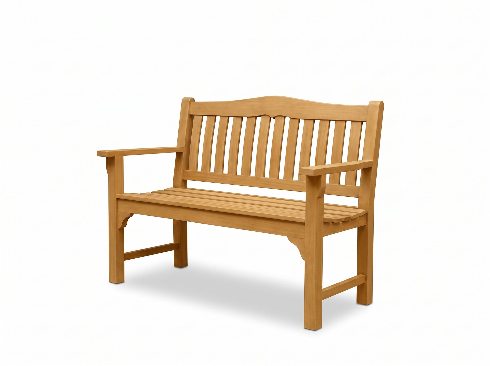 clearance teak Glasgow garden bench angled view
