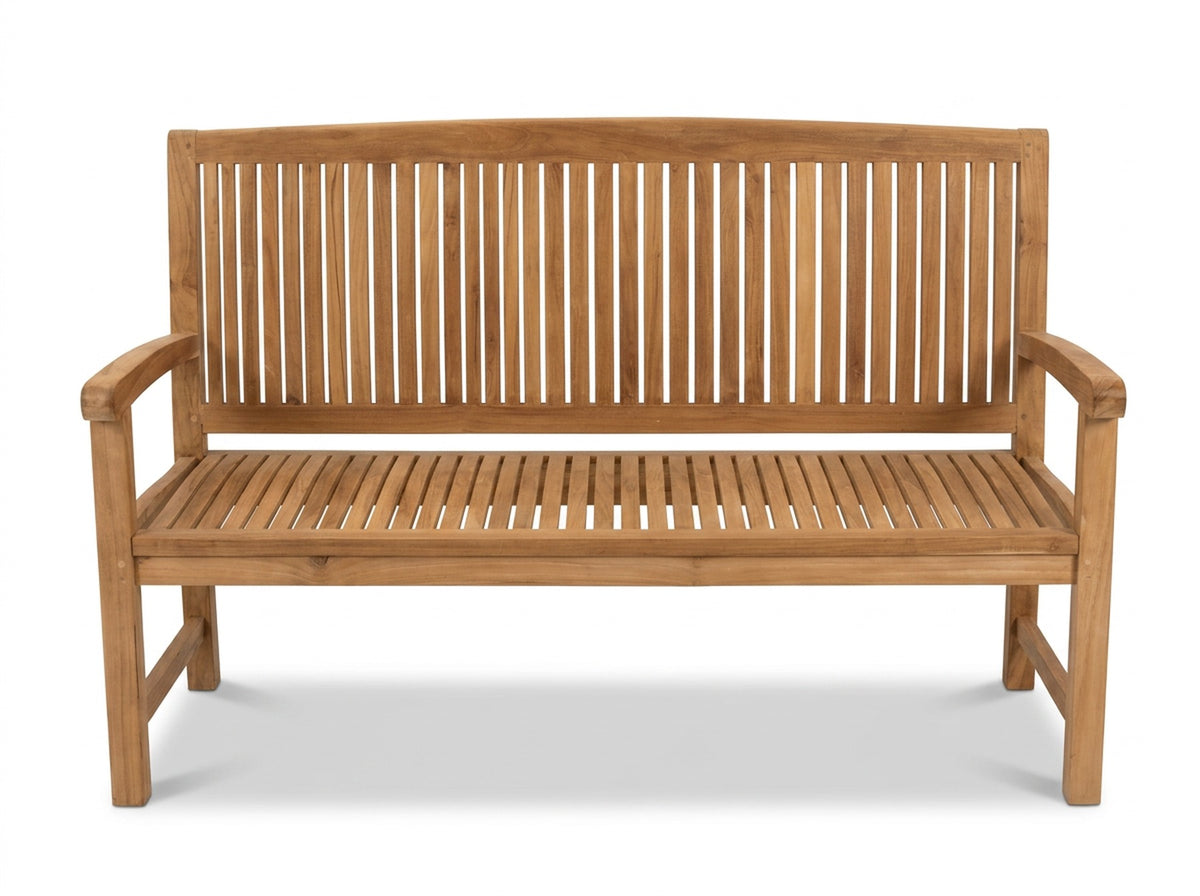 teak Japan garden bench angled view