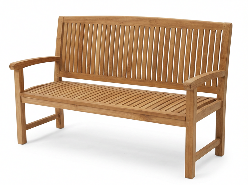 teak Japan garden bench angled view