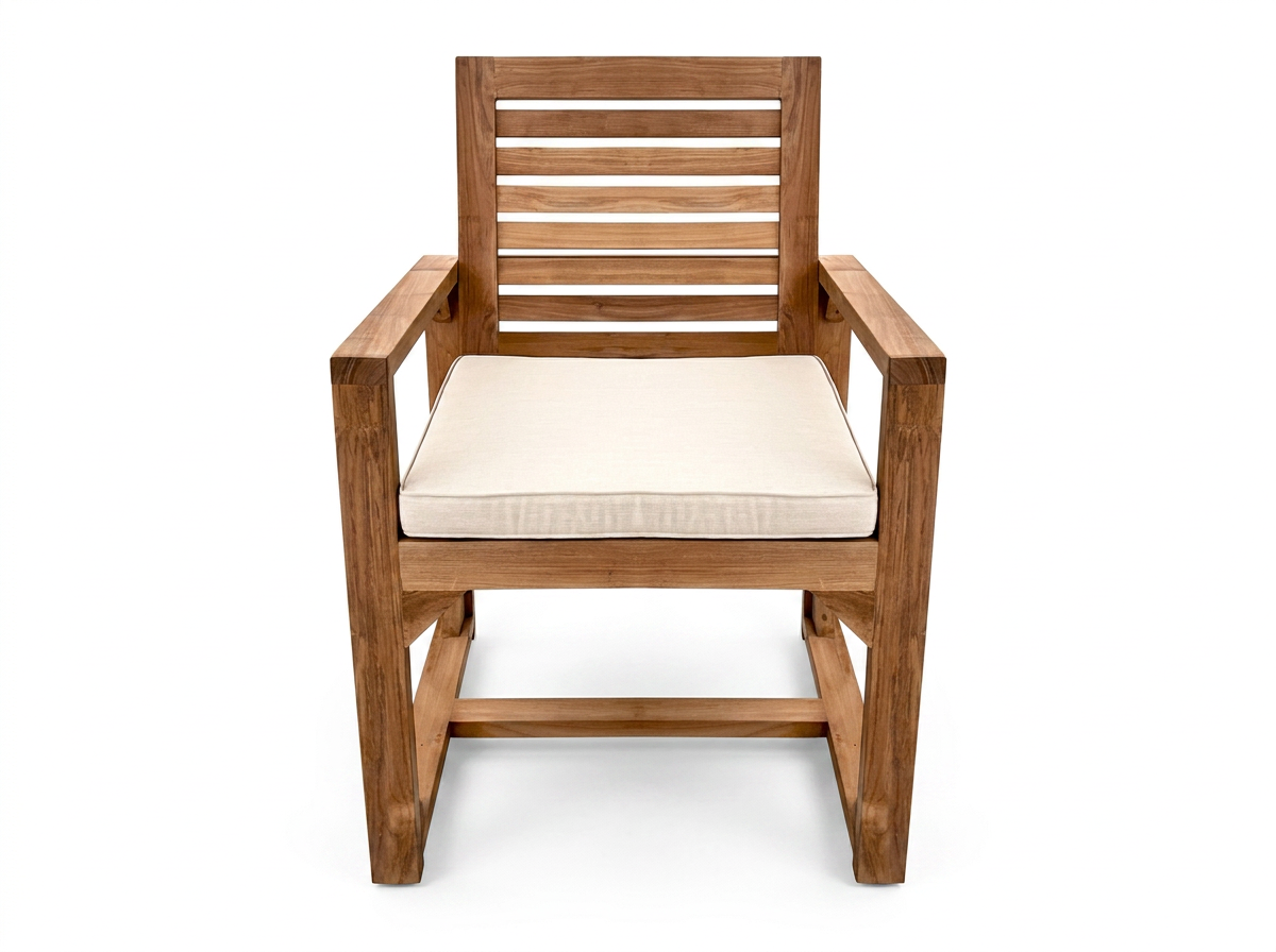 clearance Sorrento teak outdoor chair with cushion front view