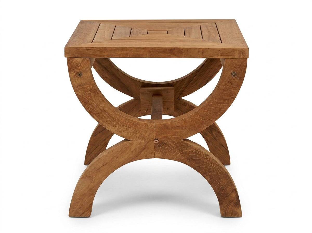 teak Paris square outdoor coffee table side view