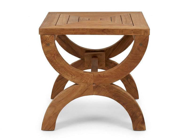 teak Paris square outdoor coffee table side view
