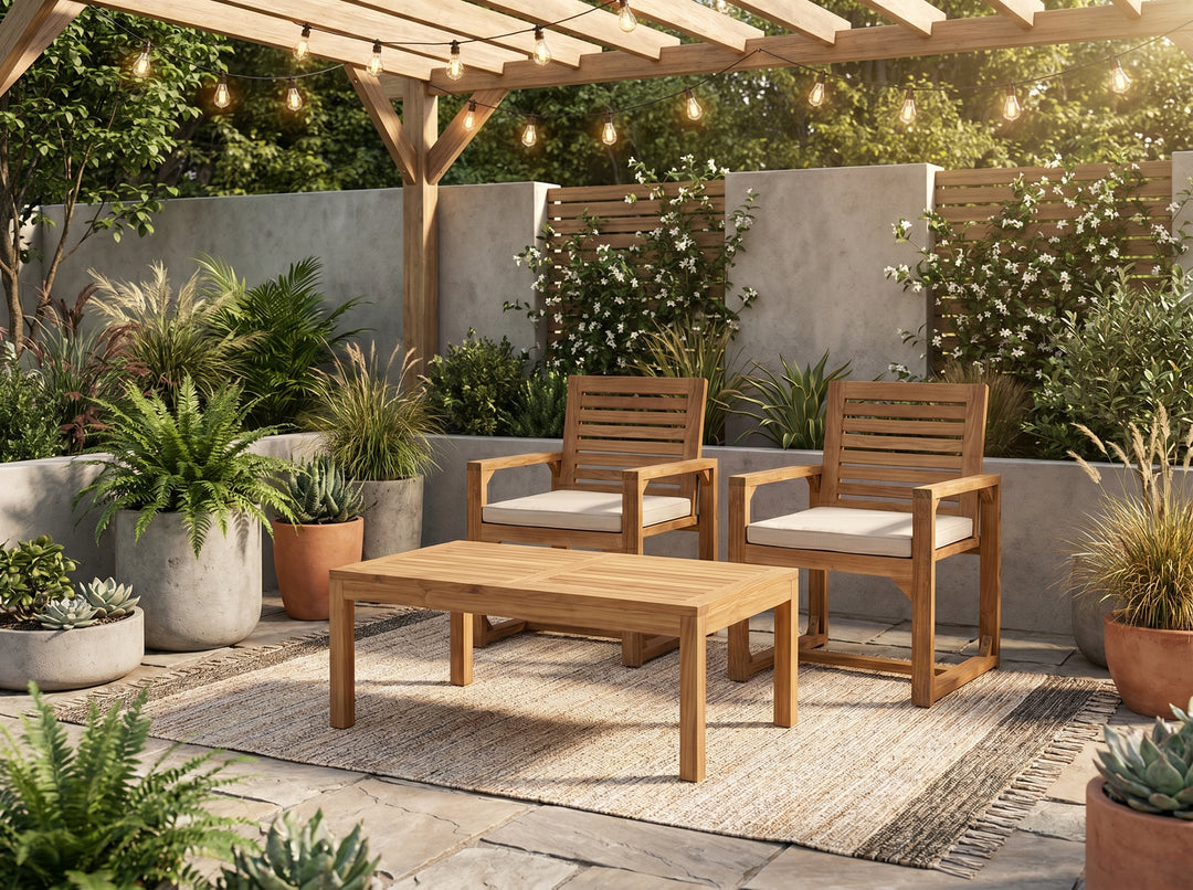 Modern Teak Rectangular Coffee Table