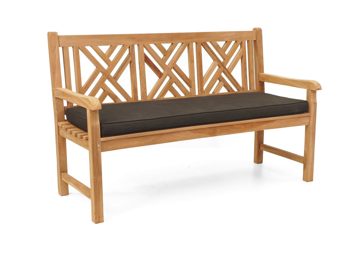 Geo teak bench with Black Sunproof cushion