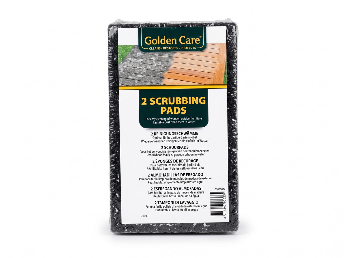 Golden Care 2 Scrubbing Pads pack for teak and hardwood cleaning