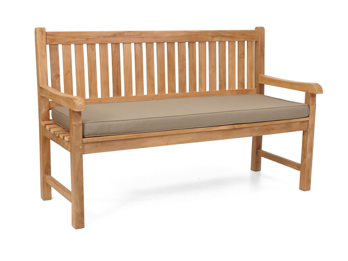 Hyde Park teak garden bench with Tan Sunproof cushion