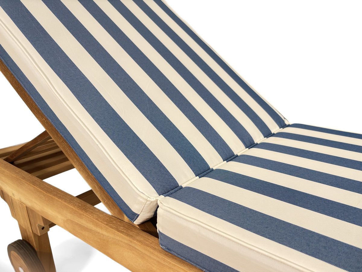 Sunproof Portsea & Traditional Pool Lounge Cushions in Blue & White Stripe, fabric close-up