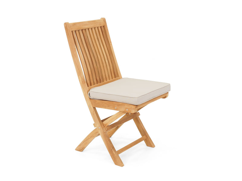 Leo teak folding dining chair with Taupe Sunproof cushion