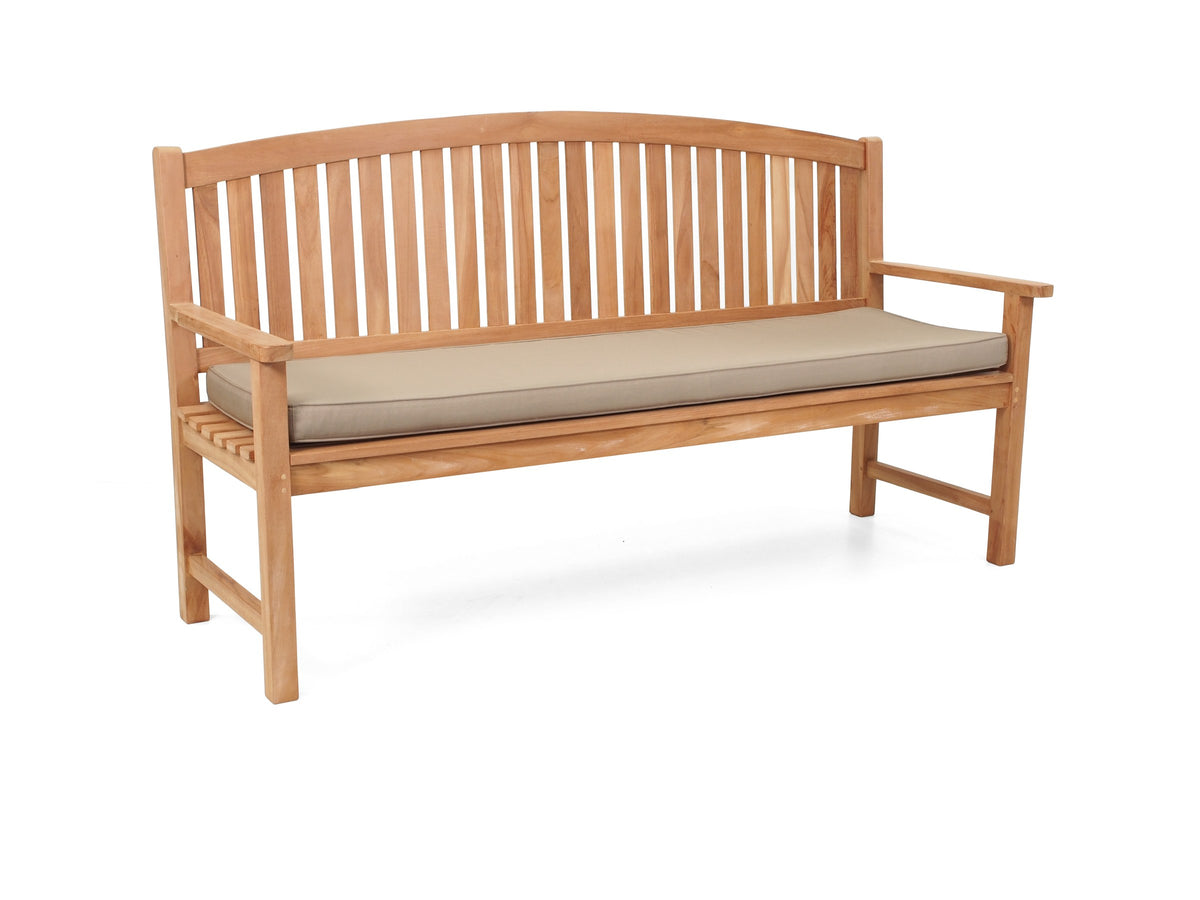 Oval teak garden bench with Tan Sunproof cushion