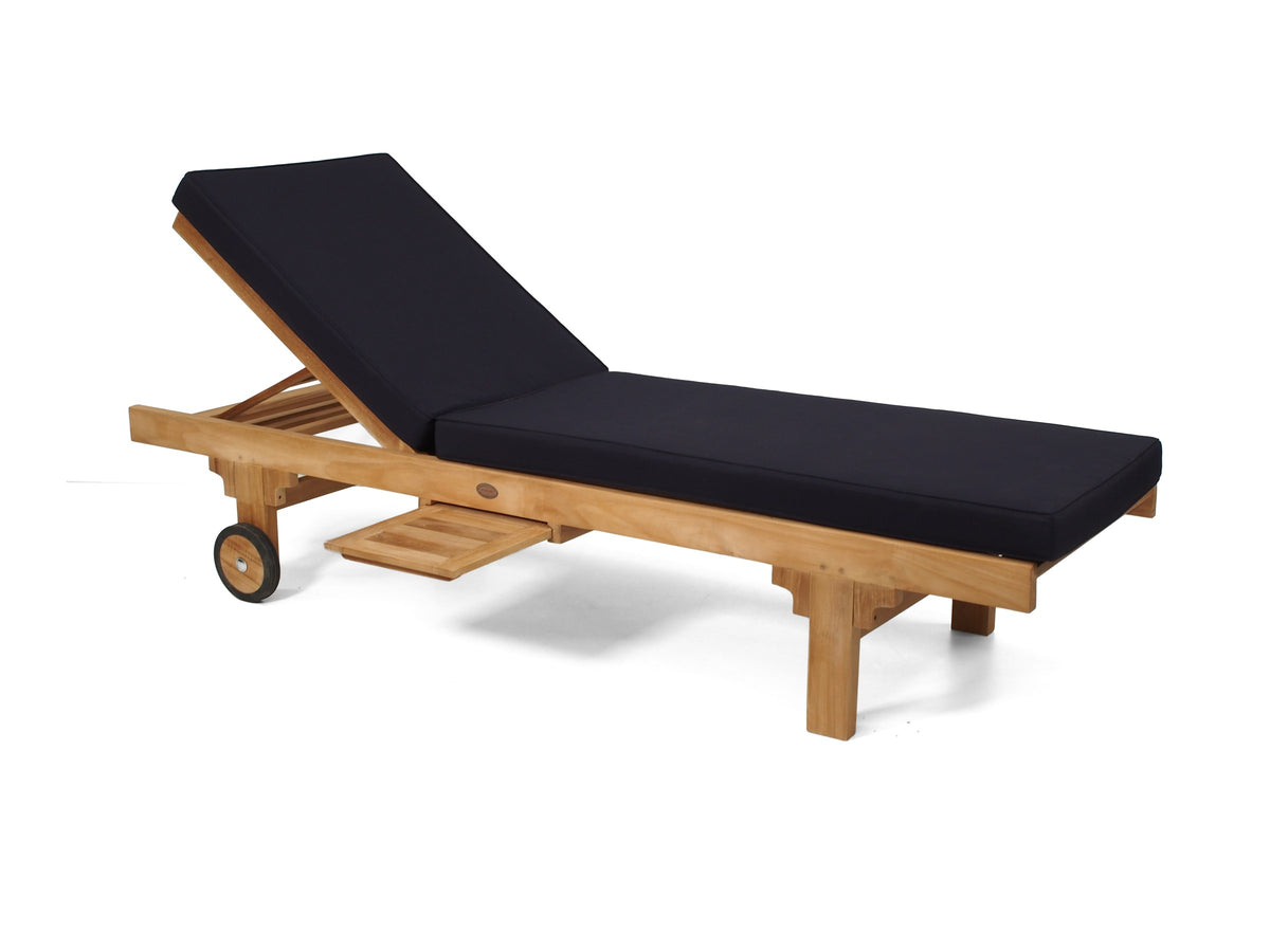 Traditional teak pool lounge with Navy Sunproof cushion