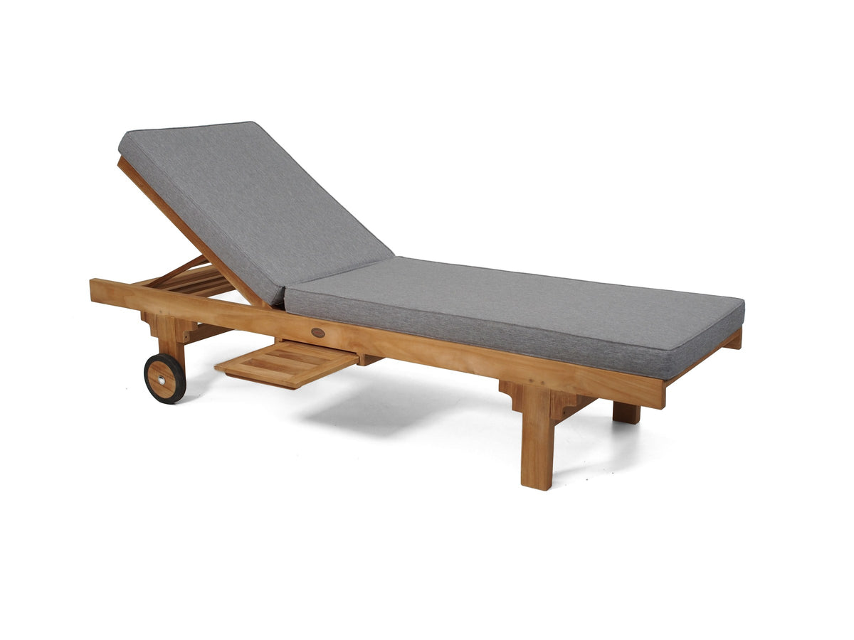 Traditional teak pool lounge with Grey Sunproof cushion