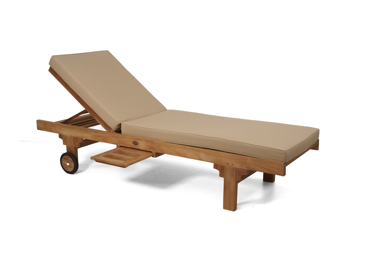 Traditional teak pool lounge with Oatmeal Sunproof cushion