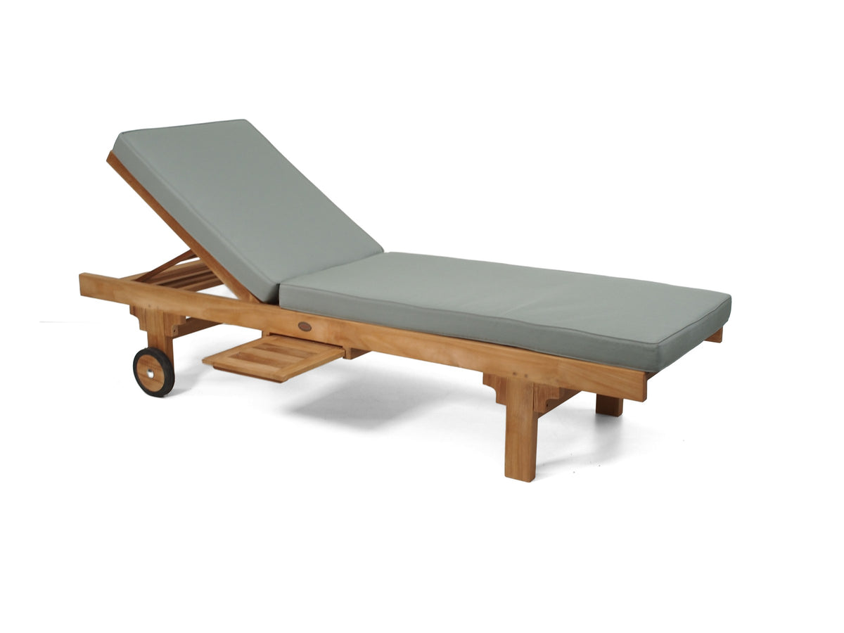 Traditional teak pool lounge with Sage Sunproof cushion