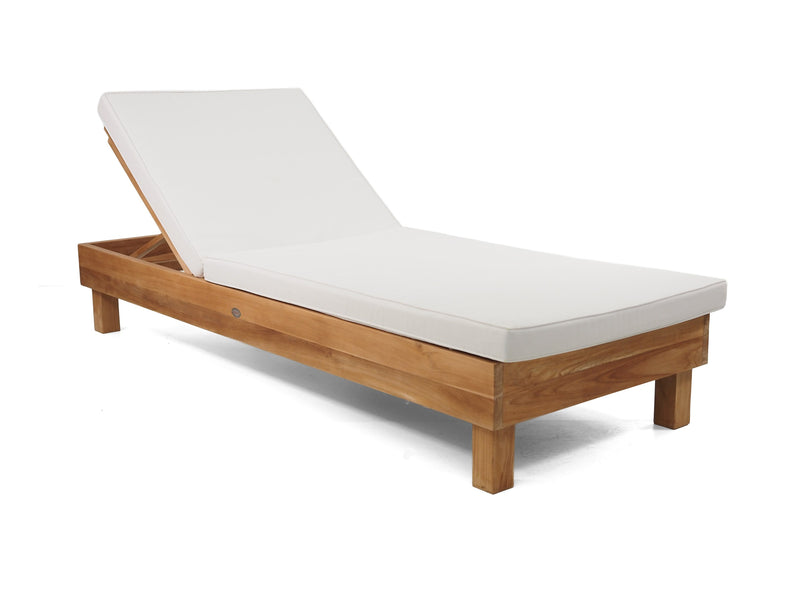 Portsea Wide teak pool lounge with White Sunproof cushion