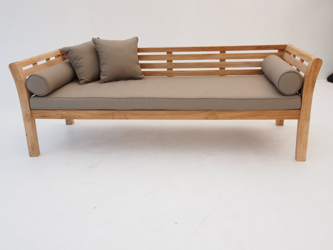 Ipanema teak day bed with sunroof sun lounge cushion  set in wifera 161. 